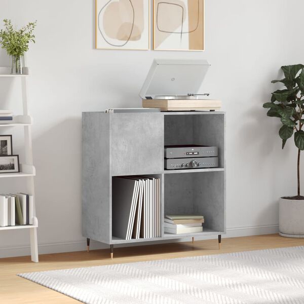vidaXL 3 Shelf Concrete Grey Record Cabinet Image 8