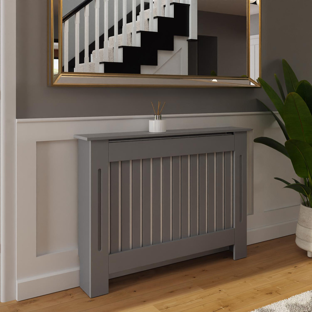 FWStyle Grey Vertical Slat MDF Radiator Cover Medium Image 2