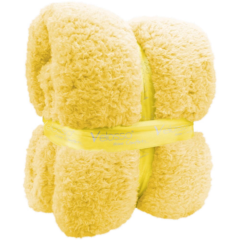Velosso Yellow Teddy Throw 130 x 180cm Image 1