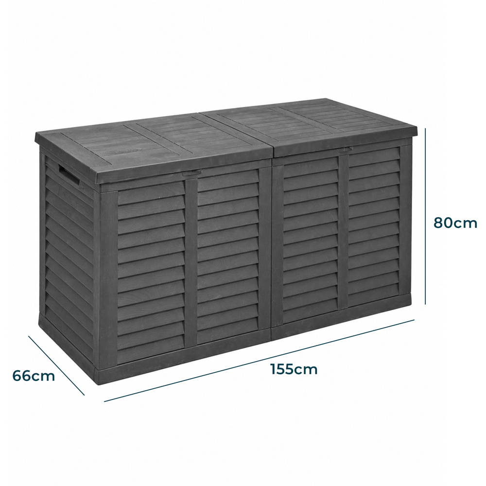Jack Stonehouse 750L Grey Faux Wood Finish Plastic Garden Storage Box Image 6