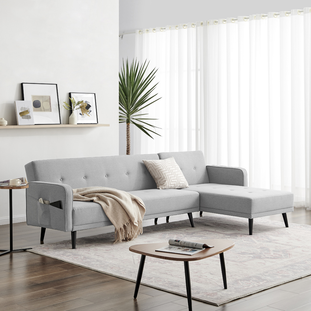 Furniturebox Oliver 3 Seater Grey Left Hand Sofa Bed Image 4