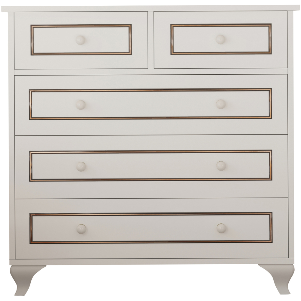 Evu CLEMENT 5 Drawer White Chest of Drawers Image 2