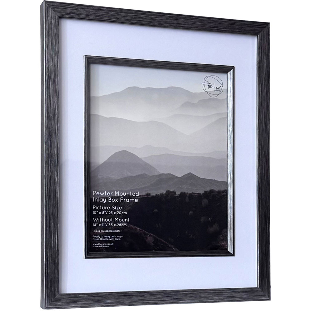 Pewter Mounted Inlay Box Frame Pewter 10 x 8 inch Image 2