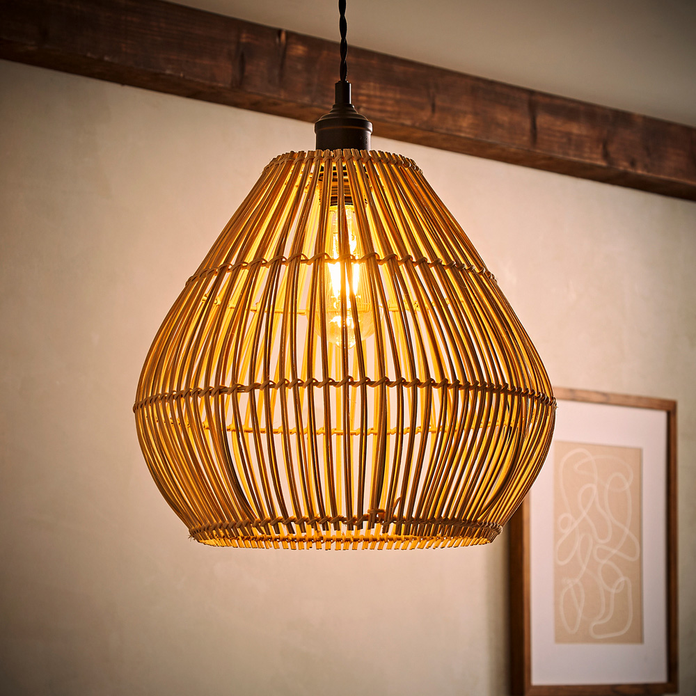 ValueLights Vine Natural Rattan Teardrop Pendant Lamp Shade Image 2