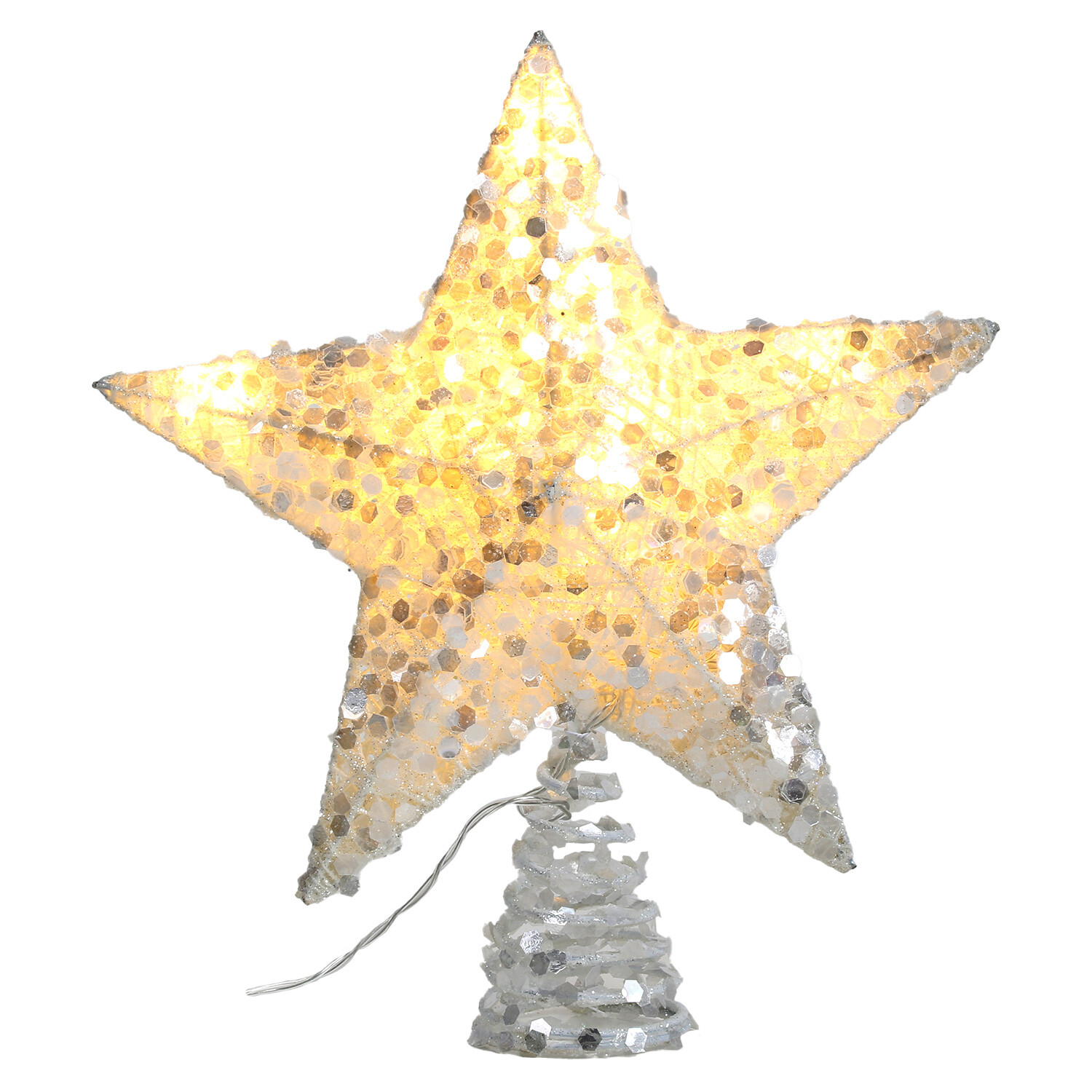 LED Glitter Star Tree Topper Image 1