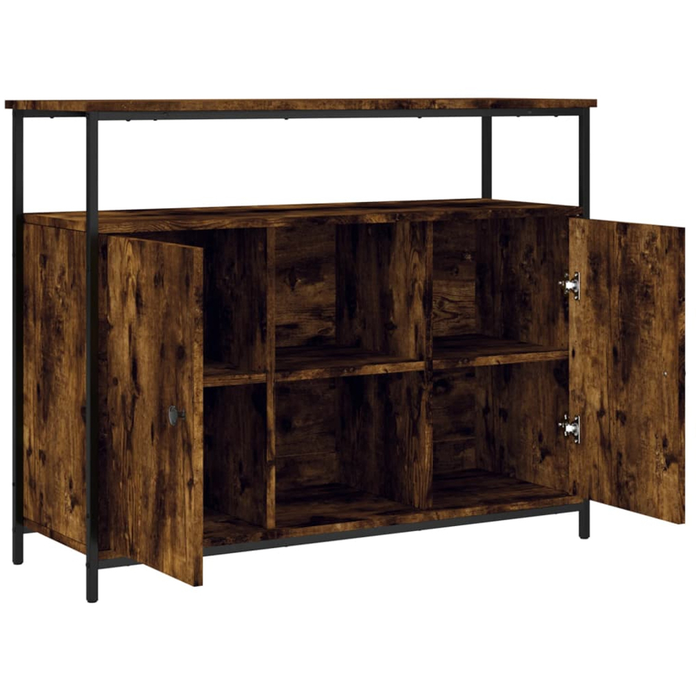 vidaXL 2 Door 3 Shelf Smoked Oak Sideboard Image 5