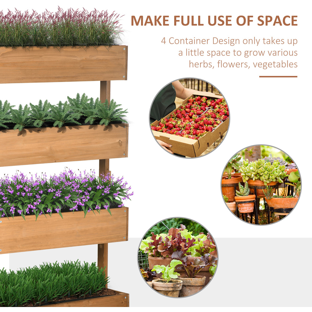 Outsunny 4-Tier Orange Wooden Raised Garden Bed Plant Stand Image 7