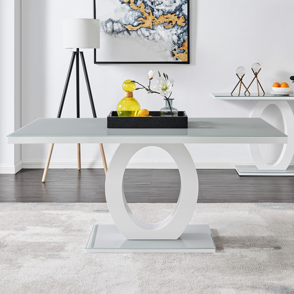 Furniturebox Lucia Valera 6 Seater Dining Set Grey Gloss Black and Gold Image 7