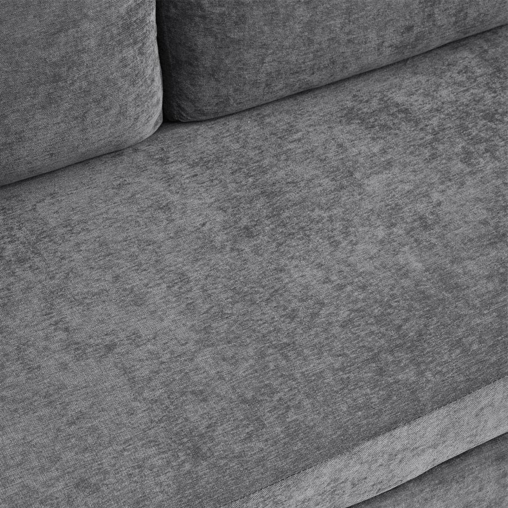 Living and Home 4 Seater Grey Chenille Sofa with Footstool and Cup Holders Image 5