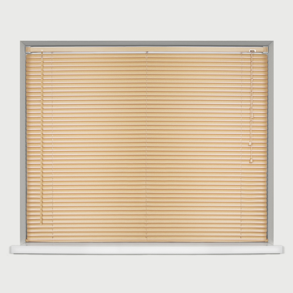 Caecus Wood Grain Effect PVC Long Drop Venetian Blind Natural 90 x 210cm Image 1