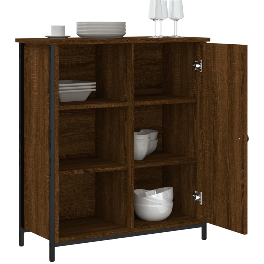 vidaXL Single Door 3 Open Shelf Brown Sideboard Image 4