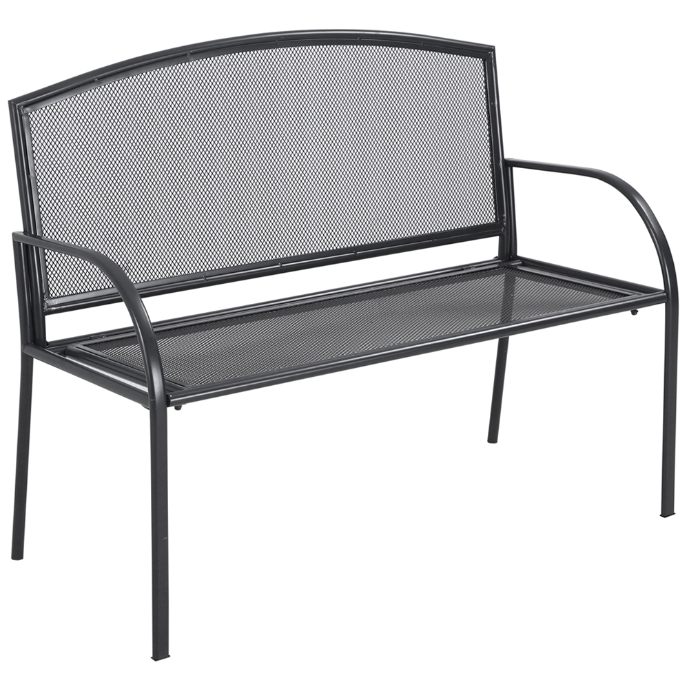 Outsunny 2 Seater Grey Metal Loveseat Bench Image 2