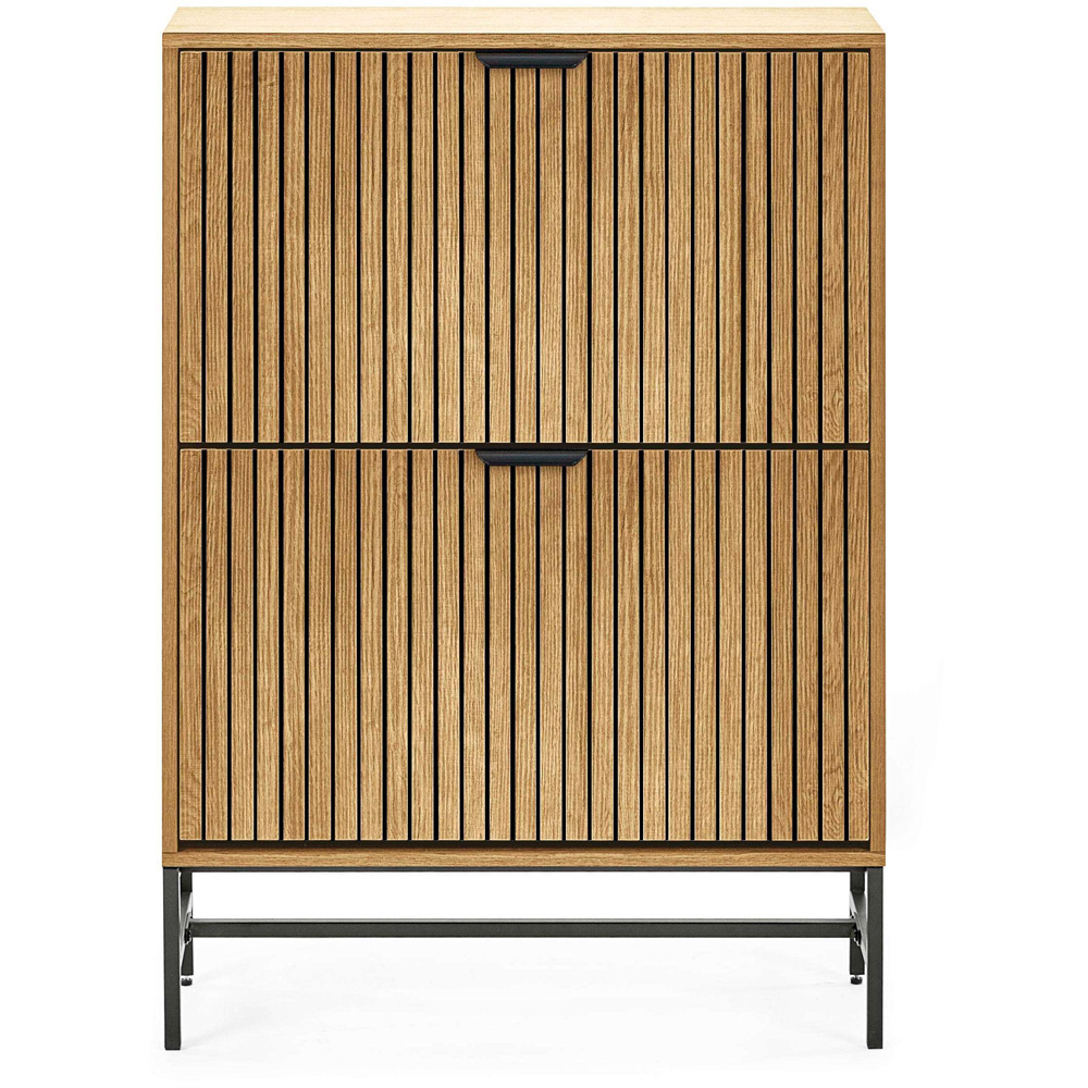 Julian Bowen Sia 2 Flip Down Door Oak Effect Shoe Storage Cabinet Image 4