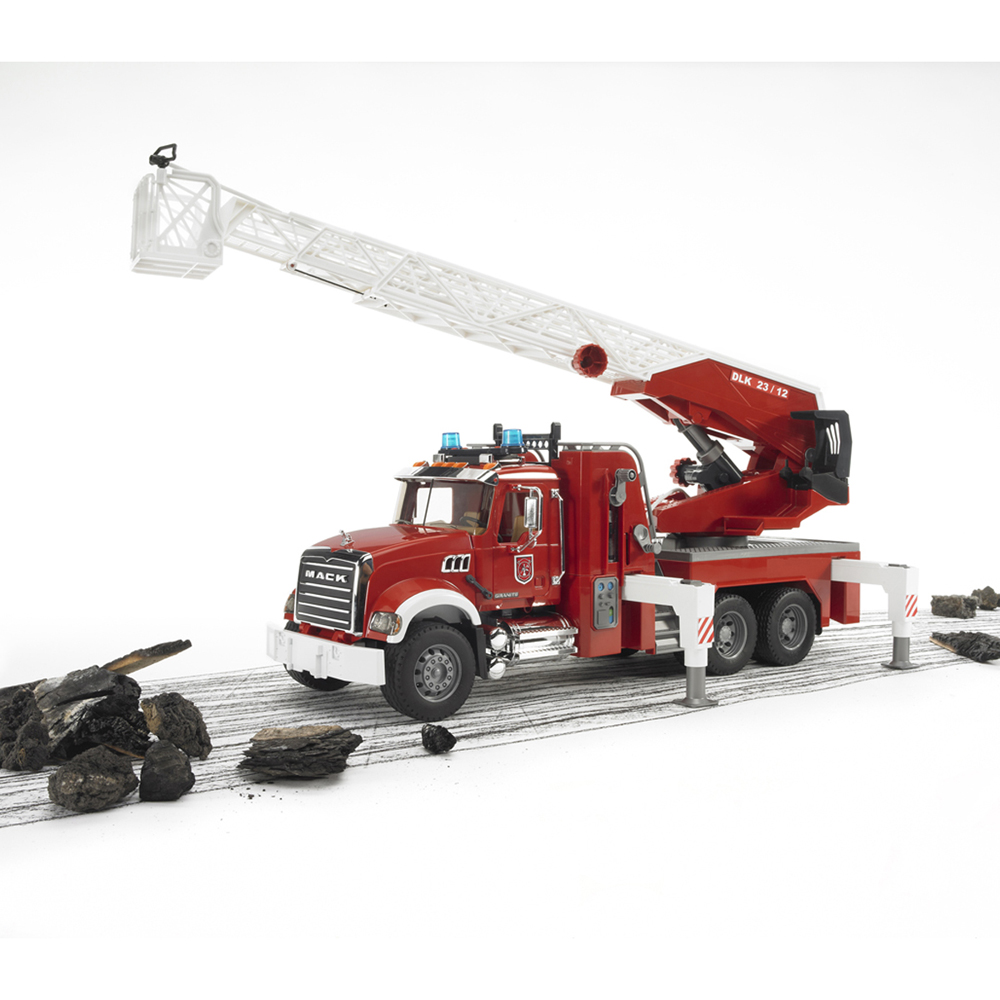 Bruder Kids MACK Granite Fire Engine with Ladder and Water Pump Playset Model Image 7