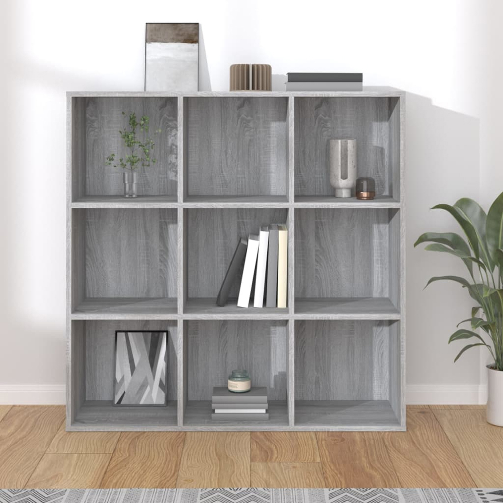 vidaXL 9 Shelf Grey Sonoma Bookcase Image 6