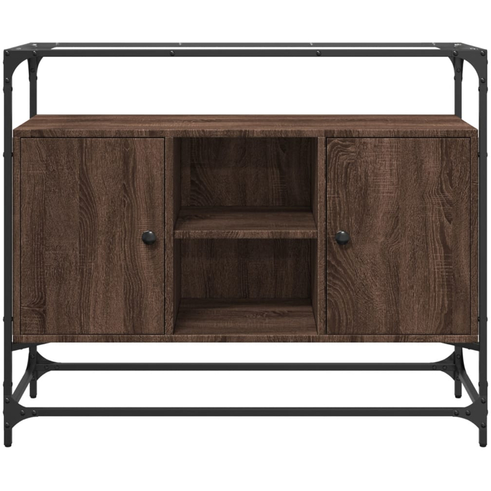 vidaXL 2 Door 3 Shelf Brown Oak Sideboard Image 4