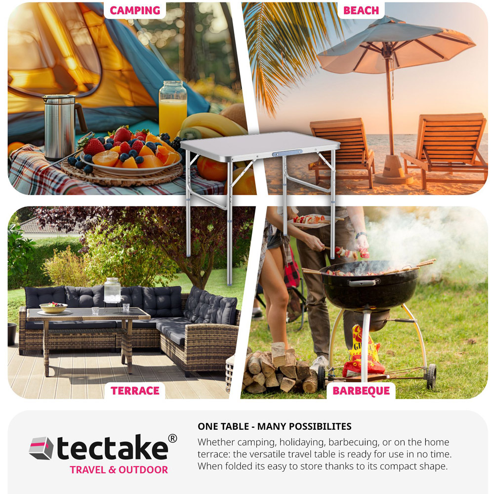 tectake Grey Foldable Camping Table Image 5