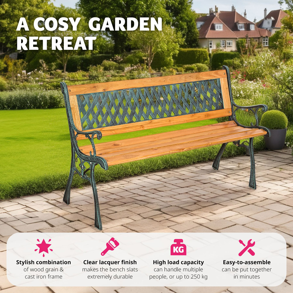 tectake Tamara 2 Seater Brown Garden Bench Image 3