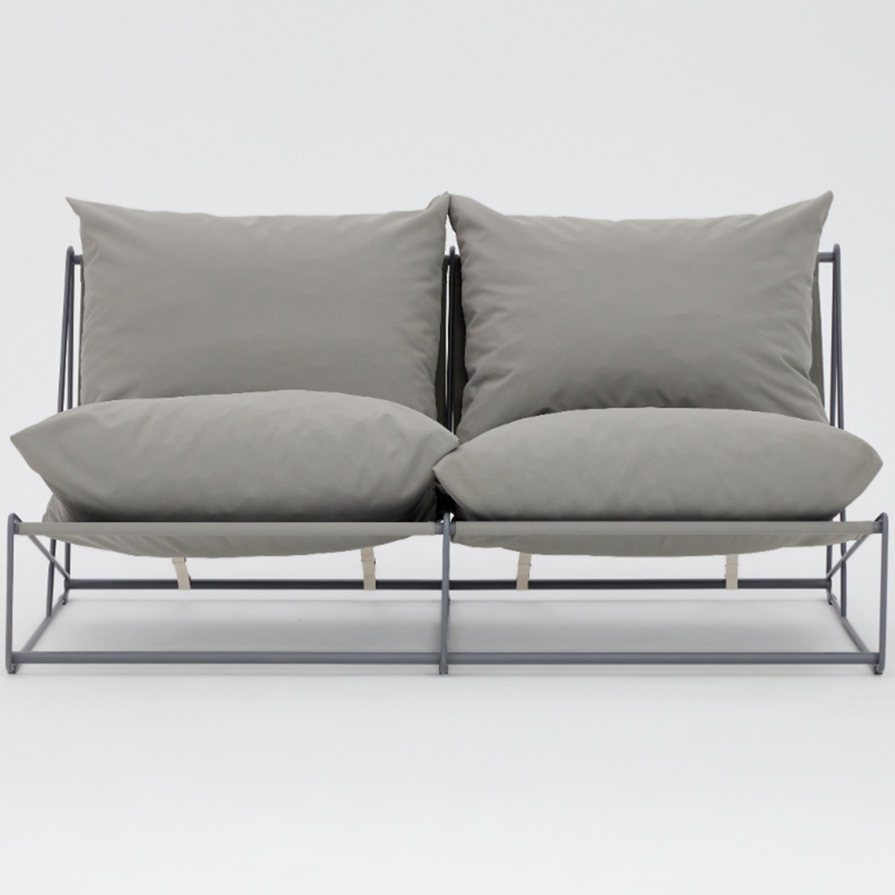 Home Detail Marina 2 Seater Grey Steel Garden Sofa with Cushions Image 3