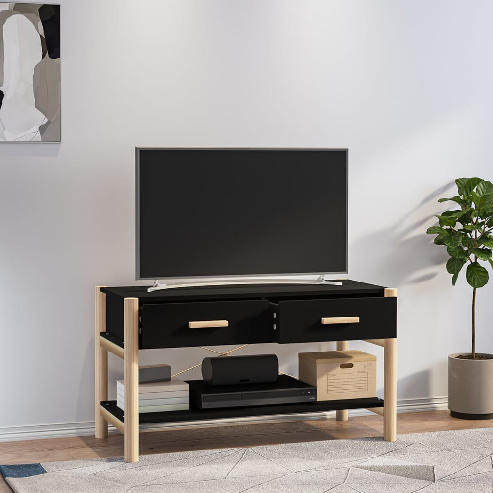 vidaXL 2 Drawer Black TV Cabinet Image 8
