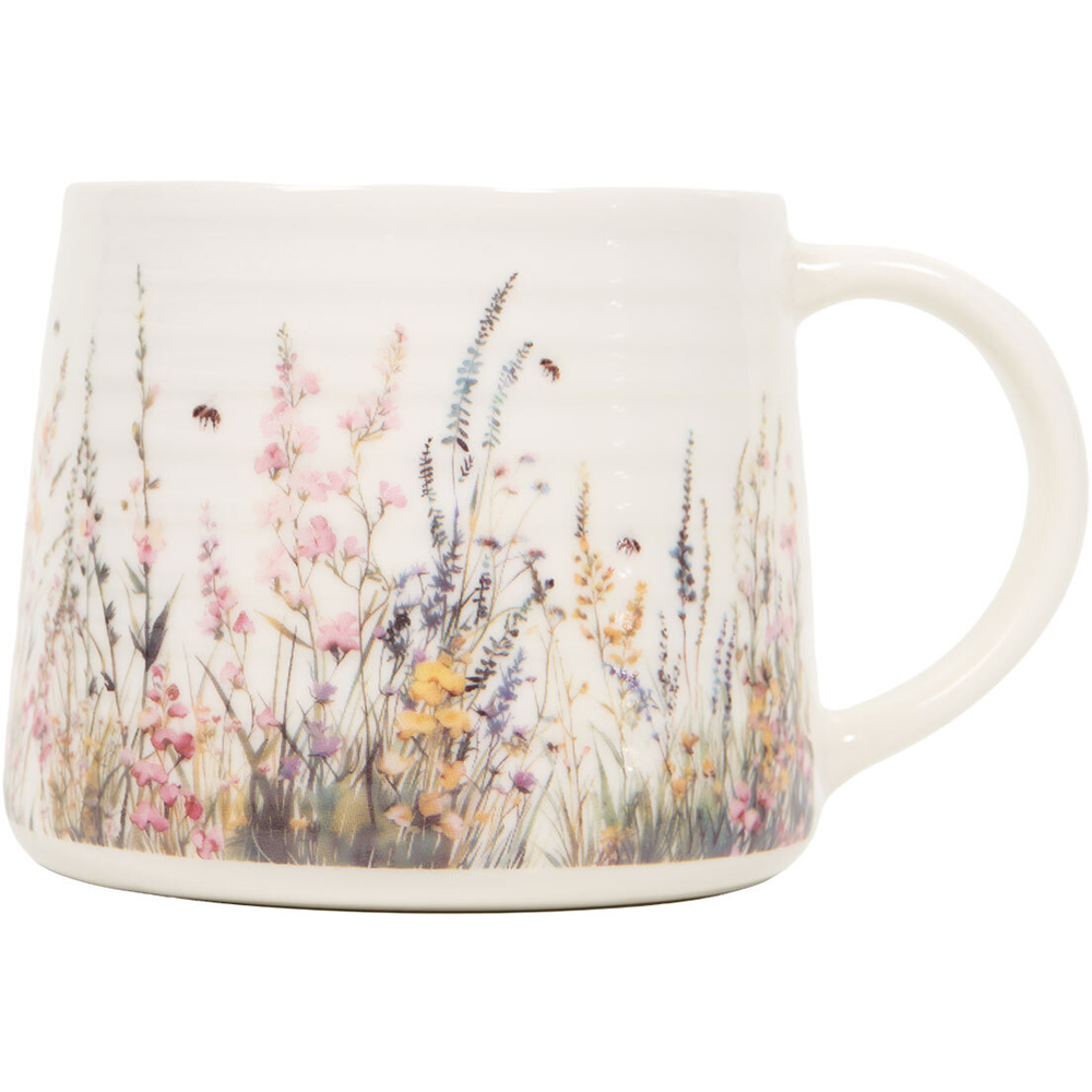 Floral Bees Ribbed Mug Ivory Image 2