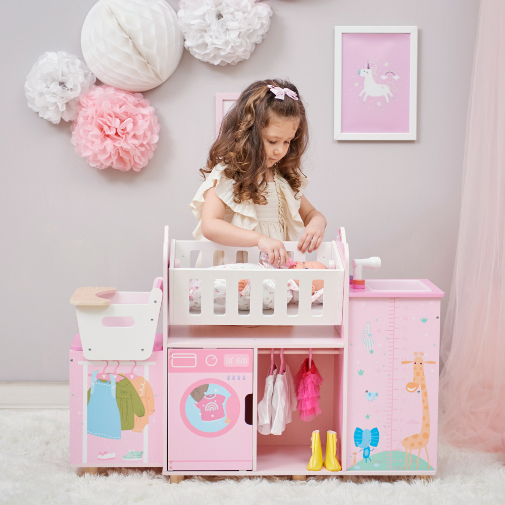 Teamson Kids Olivia's Little World Baby Pink Amanda 6-in-1 Doll Nursery Station Image 8
