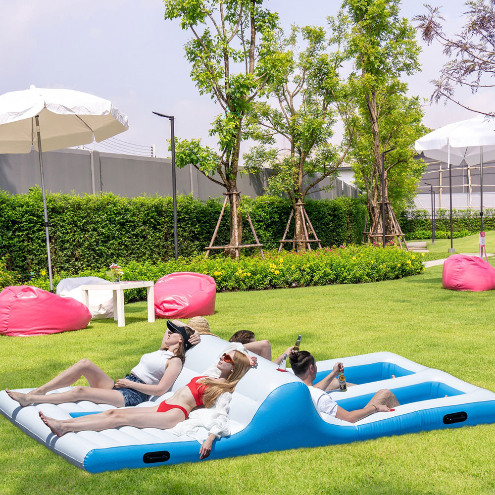 Costway 4 to 6 Person White Dual Lying Floating Island with Wading Area Image 4
