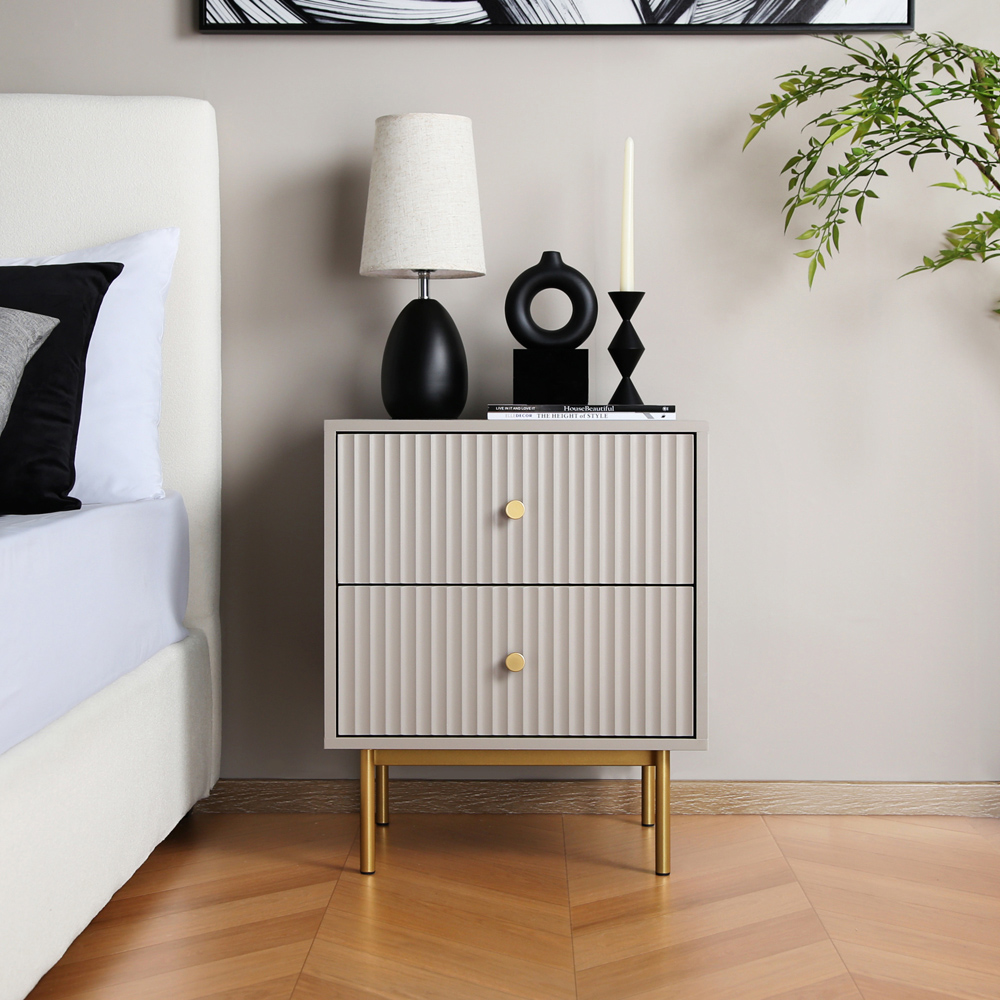 Devon Grey 2 Drawer Bedside Table Image 3