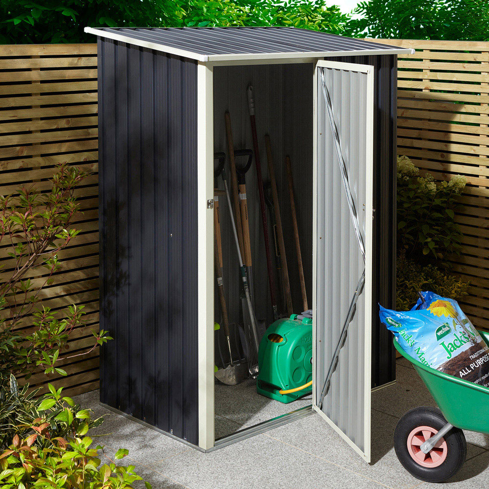 Rowlinson Trentvale Metal Pent Shed Dark Grey with Foundation Kit 5 x 3ft Image 9
