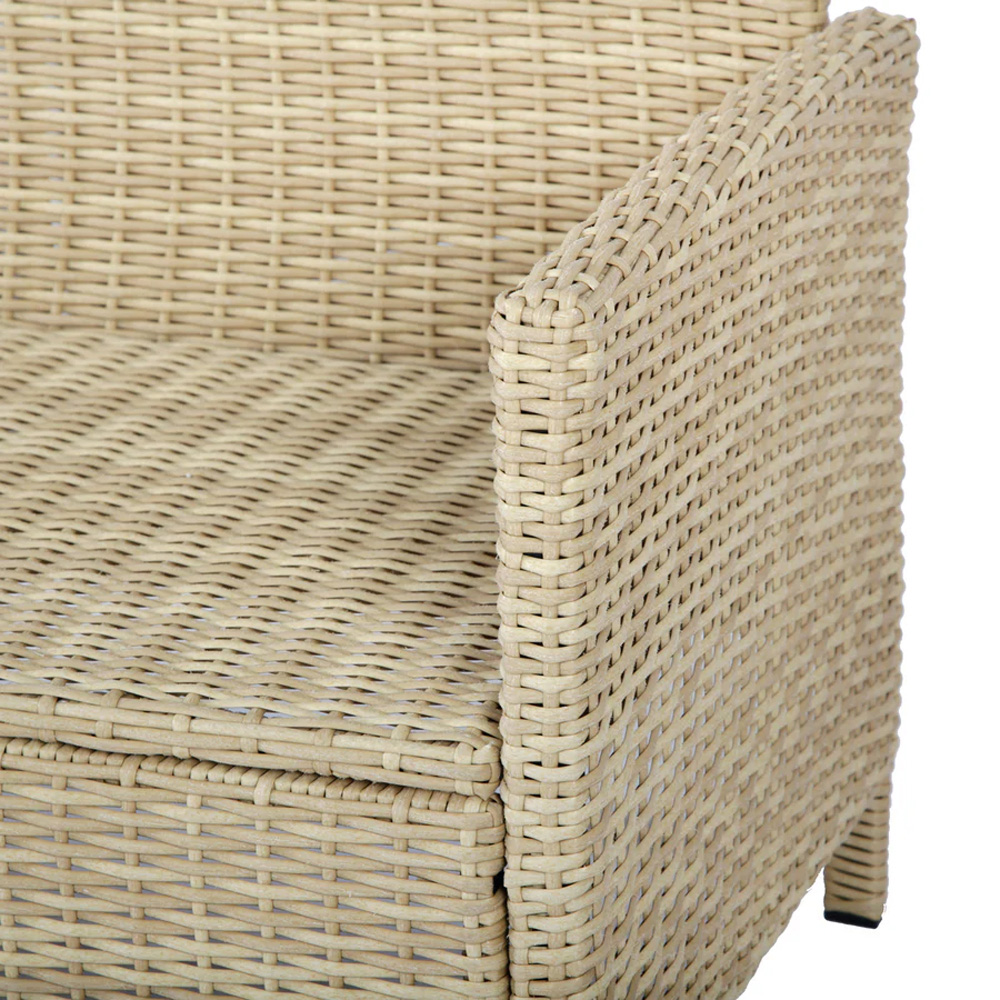 HGD Thalia 8 Seater Natural and White Rattan Garden Corner Dining Sofa Set with Glass Table Image 5