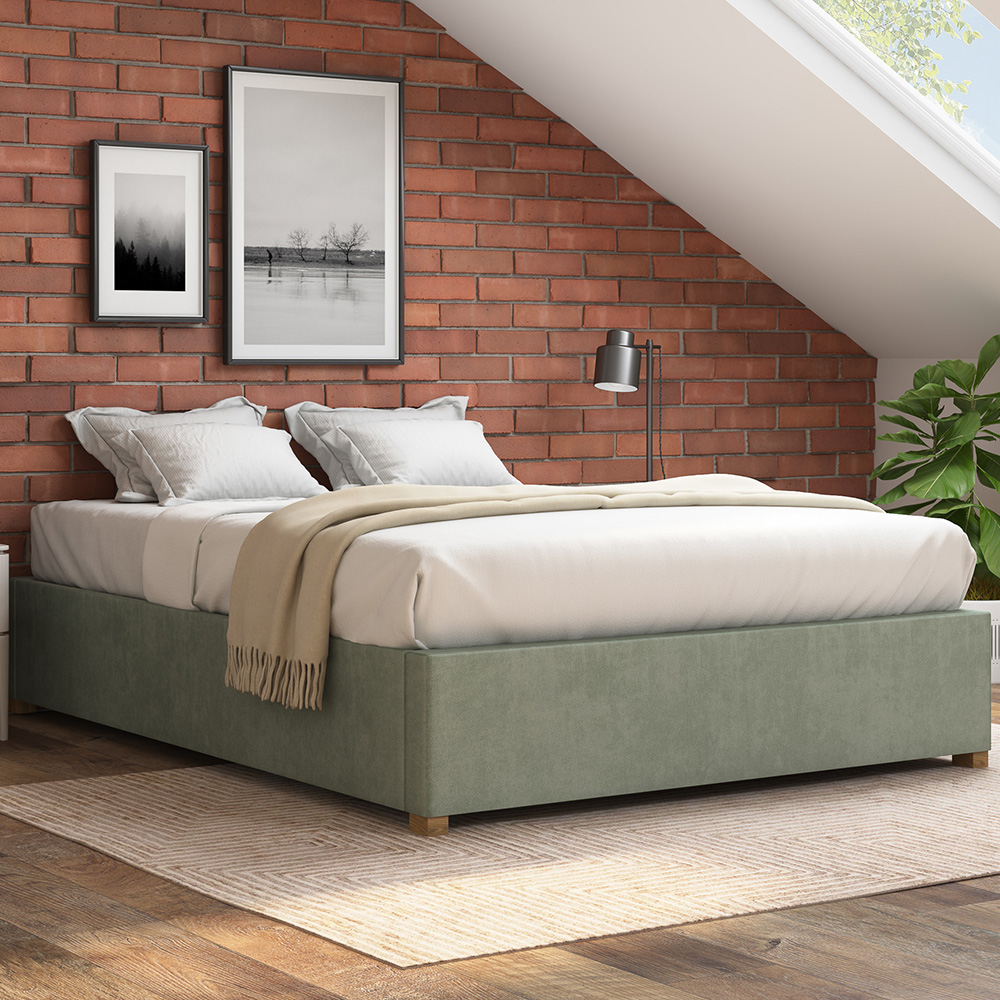 Aspire Furniture Double Duck Egg Plush Platform Ottoman Bed Image 1