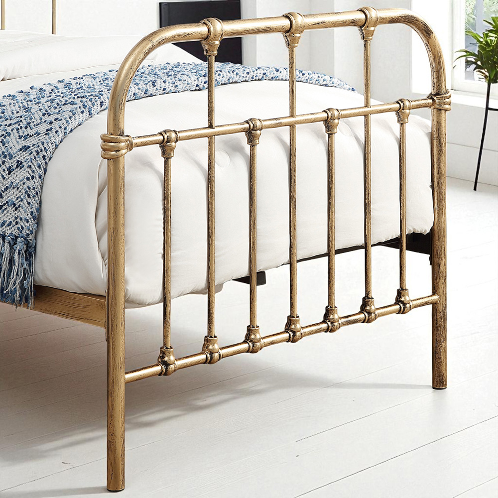 OAT Home Camden Single Antique Brass Effect Metal Bed Image 3