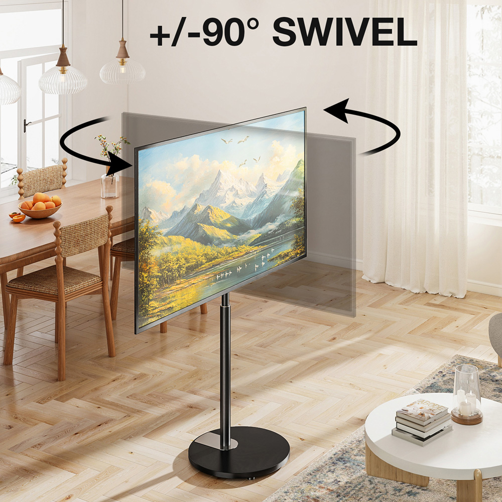 TTAP Black and Circular Base Floor Pedestal TV Stand Image 5