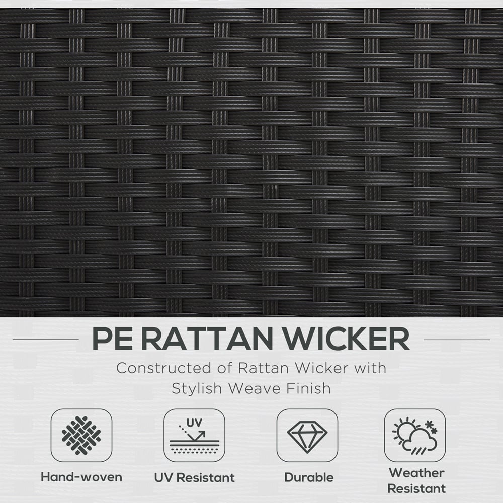 Outsunny 4 Seater Black and White PE Rattan Sofa Lounge Set Image 4