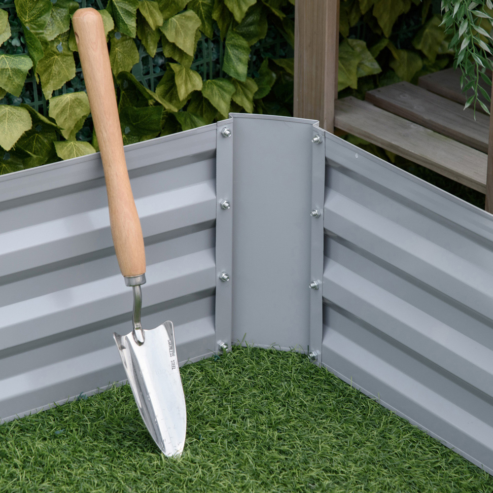 Outsunny Grey Galvanised Steel Easy Setup Raised Garden Bed Planter 2 Pack Image 4