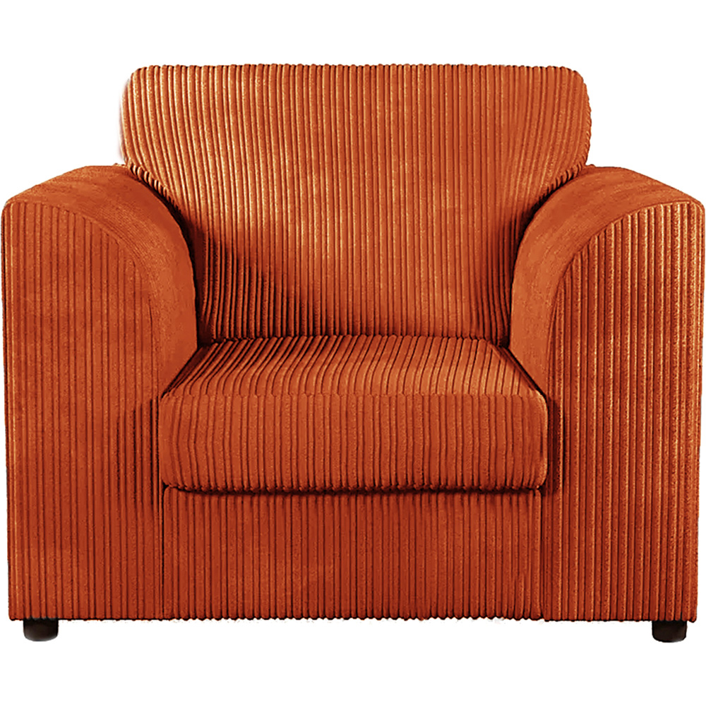 Luxor Single Seater Orange Jumbo Cord Armchair Image 2