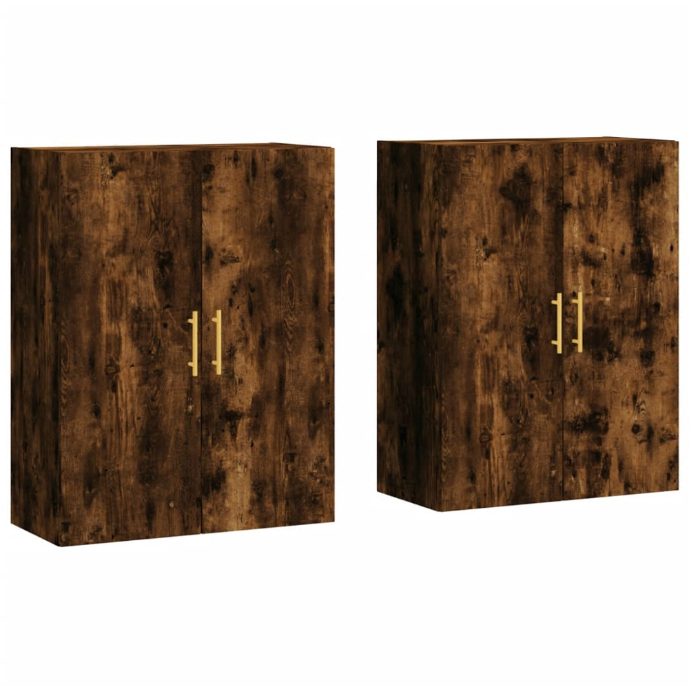vidaXL 2 Door Smoked Oak Wall Mounted Cabinet 2 Pack Image 2