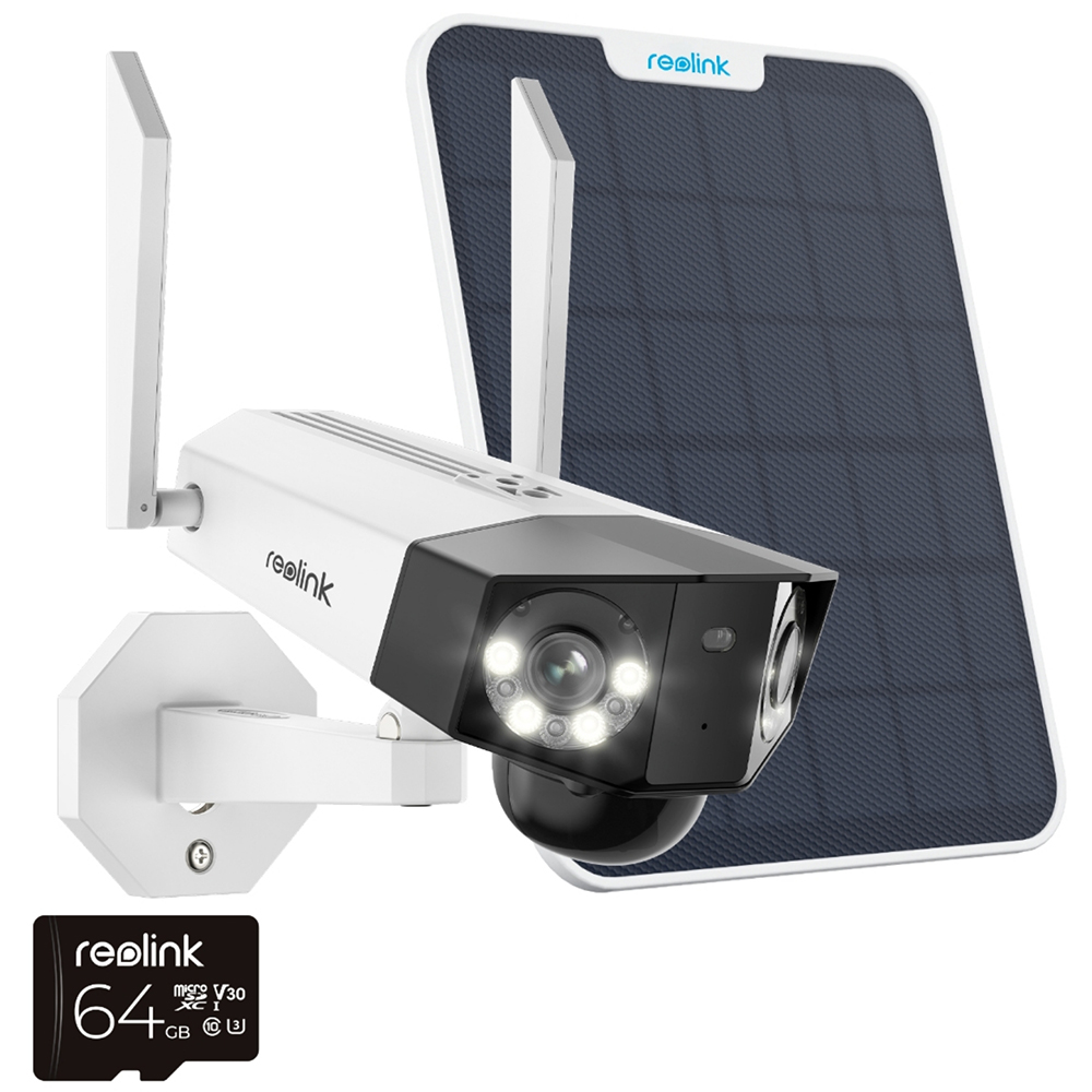 Reolink Duo 6MP Dual-Lens 180° Pan Solar CCTV Kit with 64GB SD Card Image 1