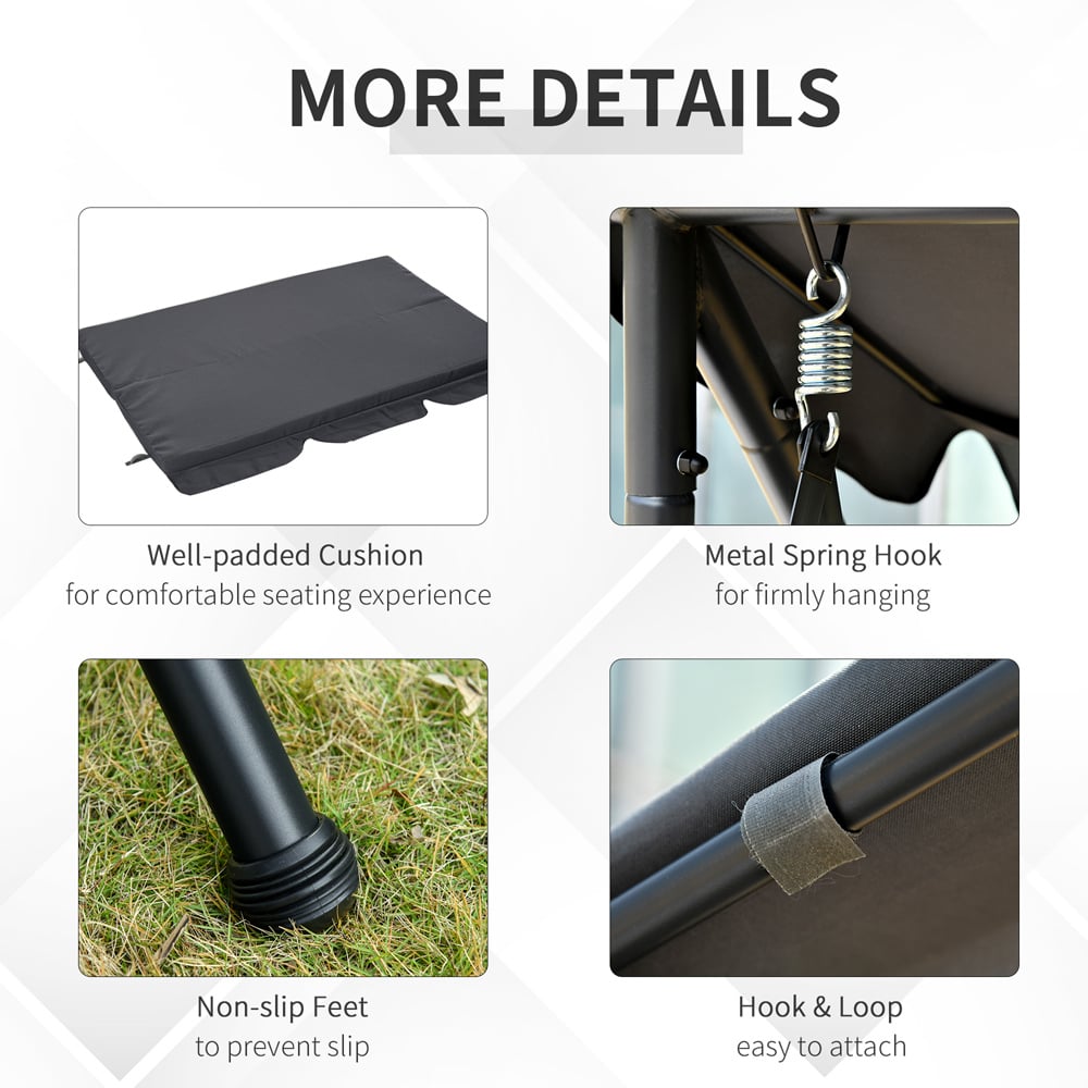 Outsunny 3 Seater 2 in 1 Dark Grey Convertible Swing Chair and Bed Image 5