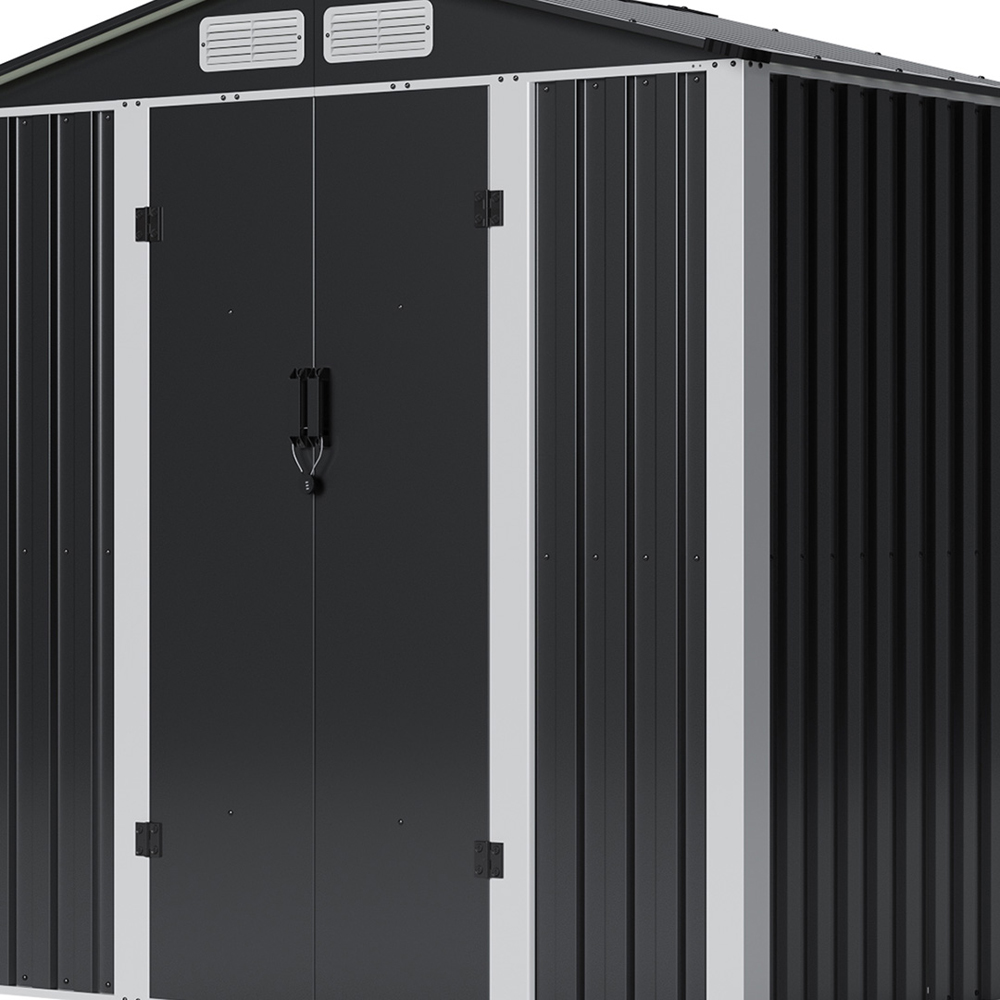 Living and Home 6 x 4ft Black Metal Apex Garden Storage Shed Image 4