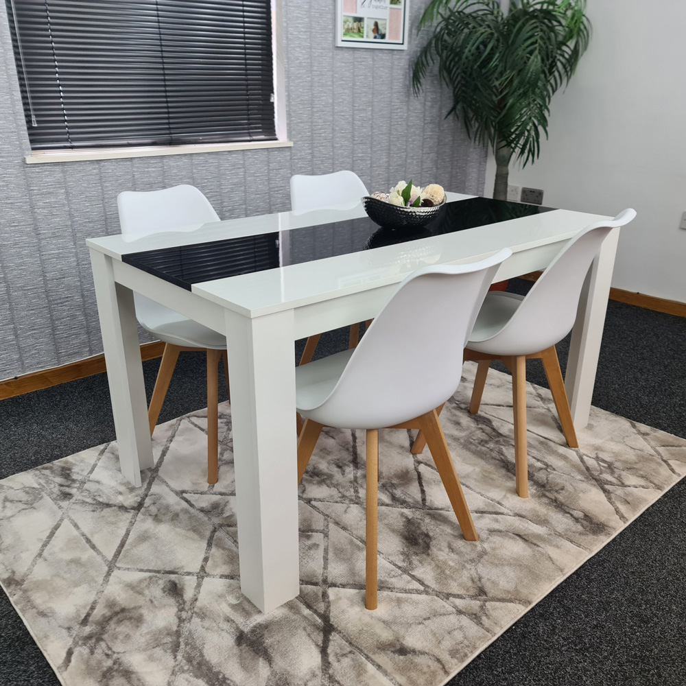 Kosy Koala 4 Seater Plastic and Faux Leather Dining Set Black and White Image 3