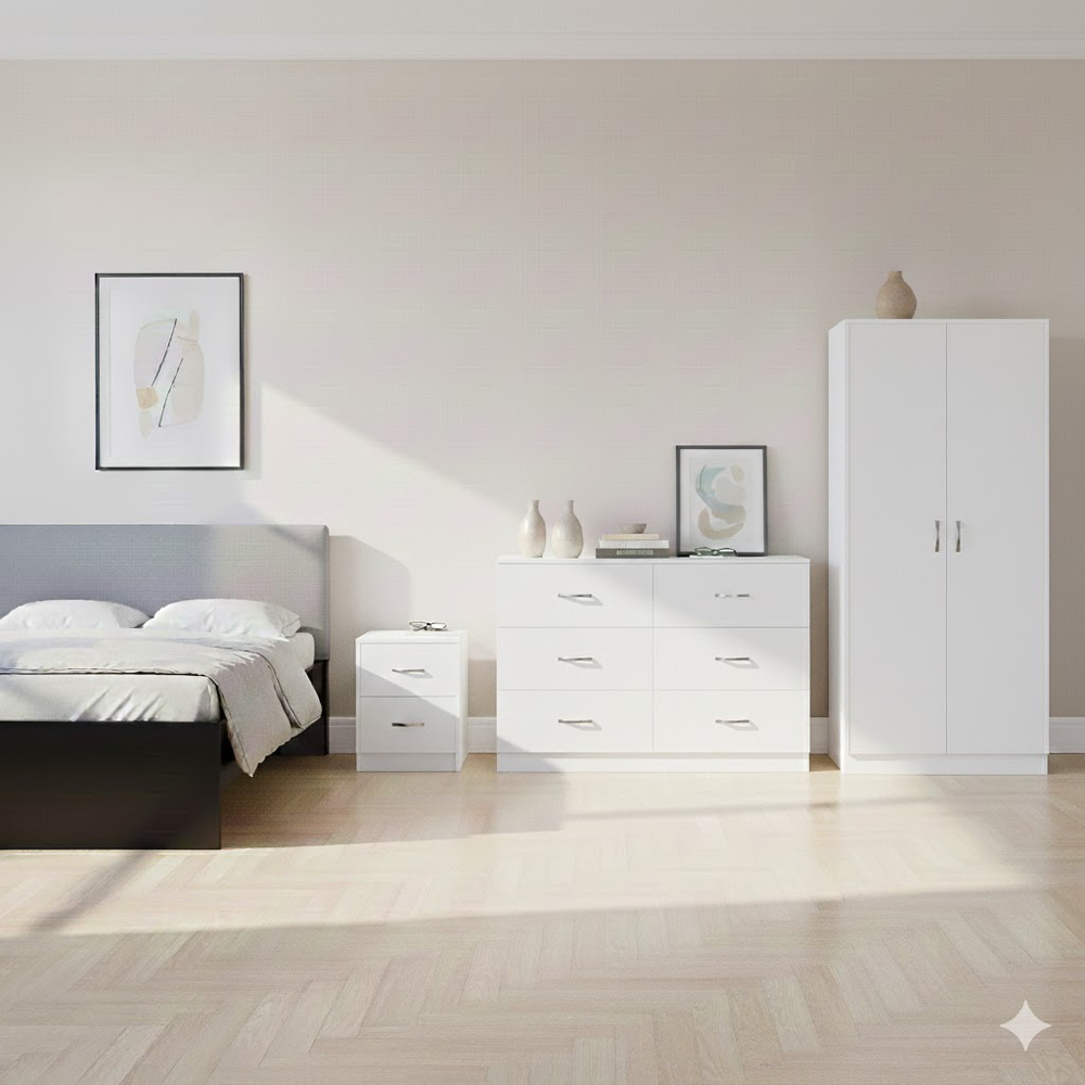 VIDA DESIGNS Riano White 3 Piece Bedroom Furniture Set Image 5