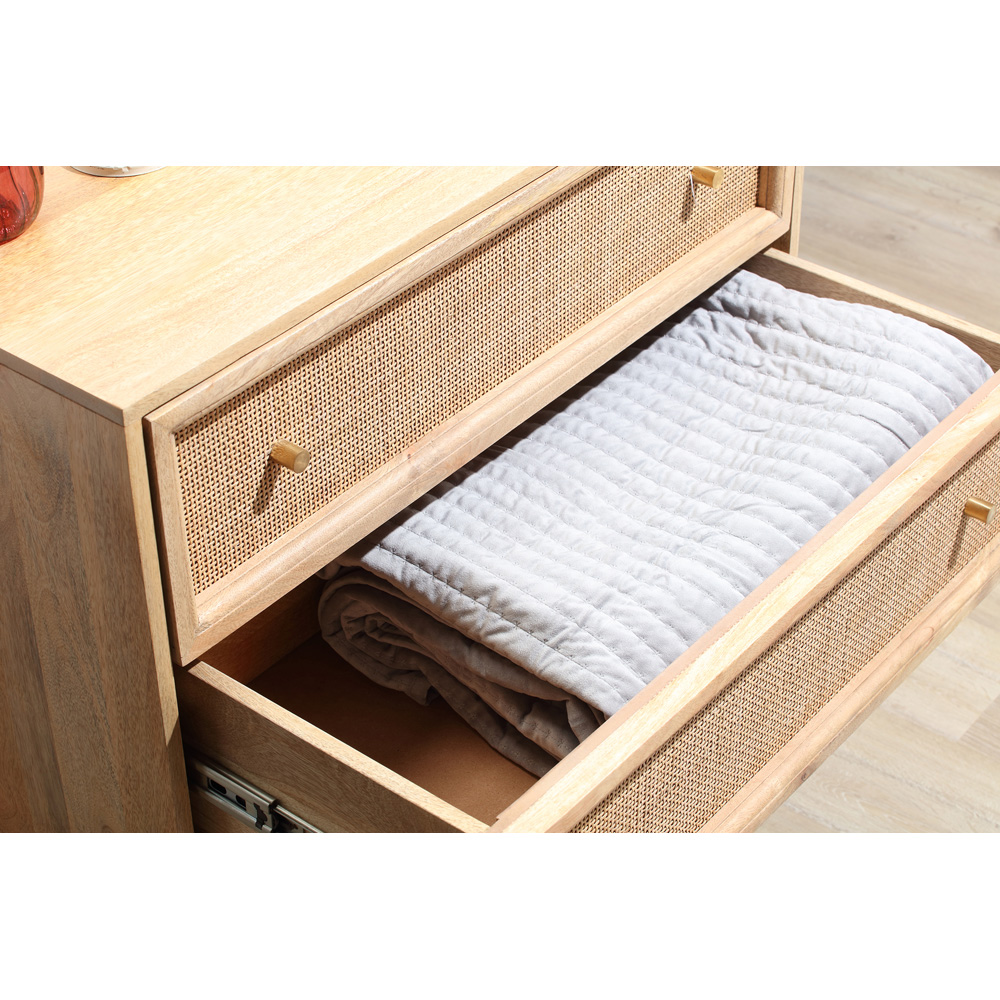 Desser Venice 3 Drawer Natural Rattan and Mango Wood Chest of Drawers Image 5