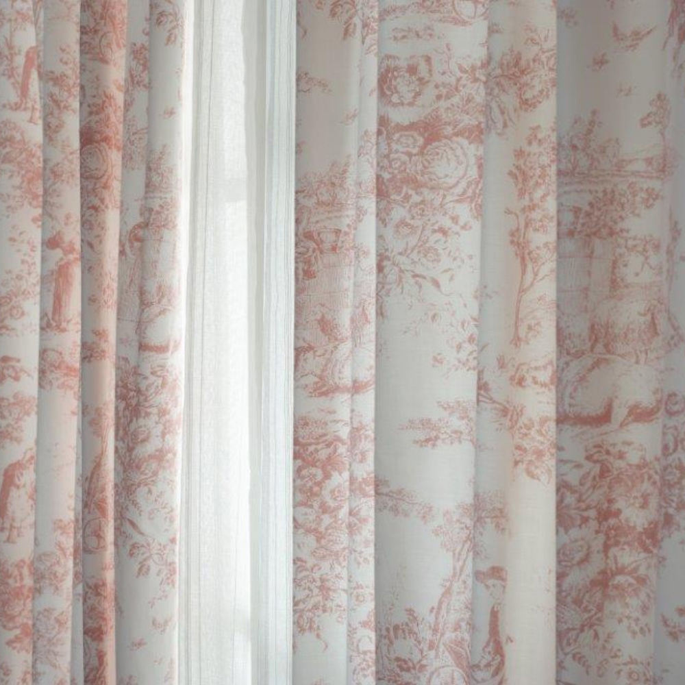 The Lyndon Company Toile De Jouy Pink Curtains 137cm Image 1