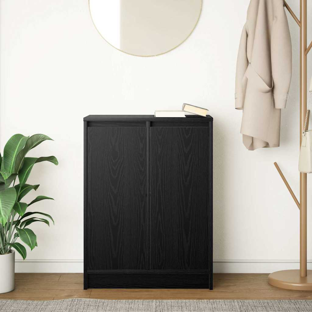 vidaXL 2 Door 2 Shelf Black Sideboard Image 9