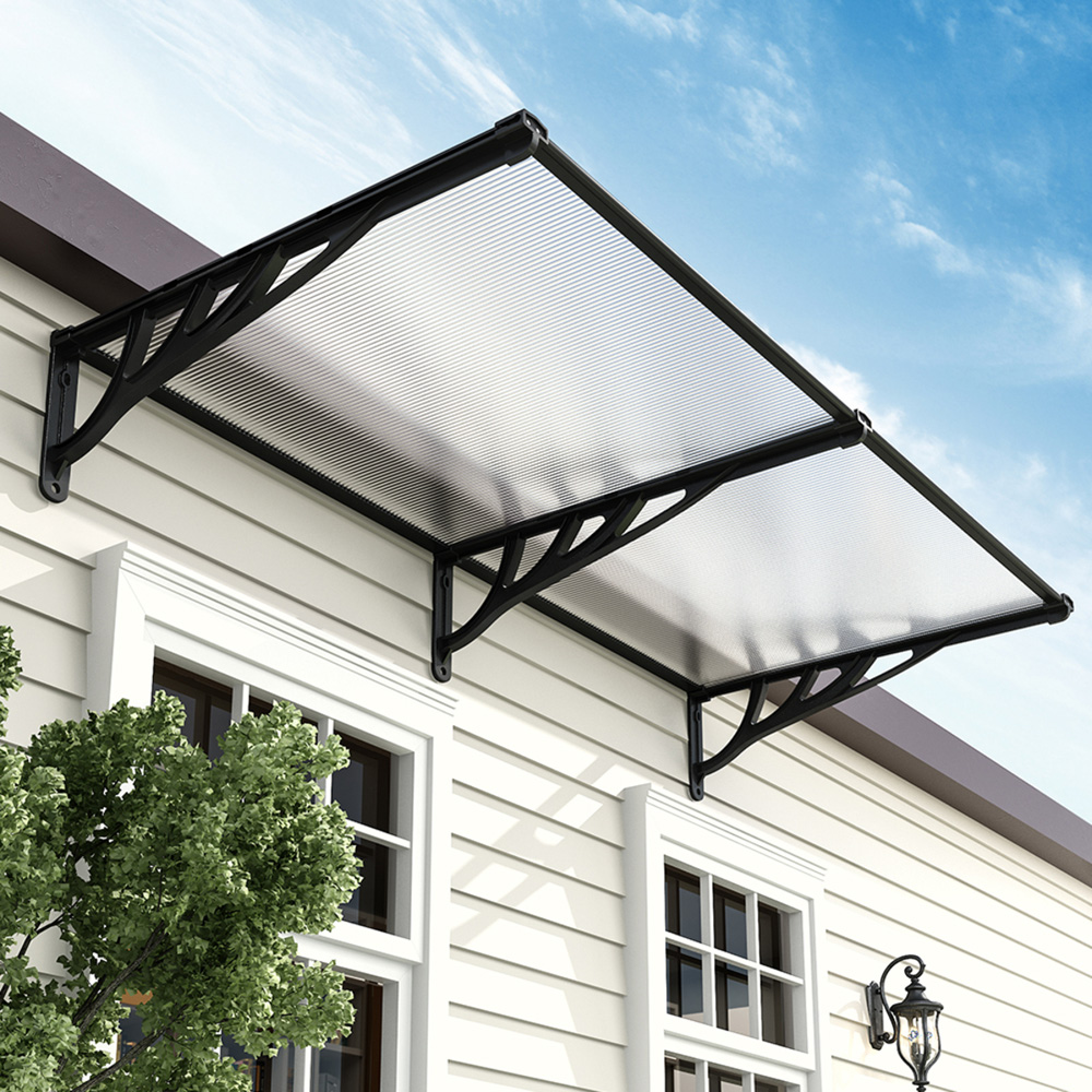 Living and Home Black Front Door Canopy 90 x 190cm Image 1