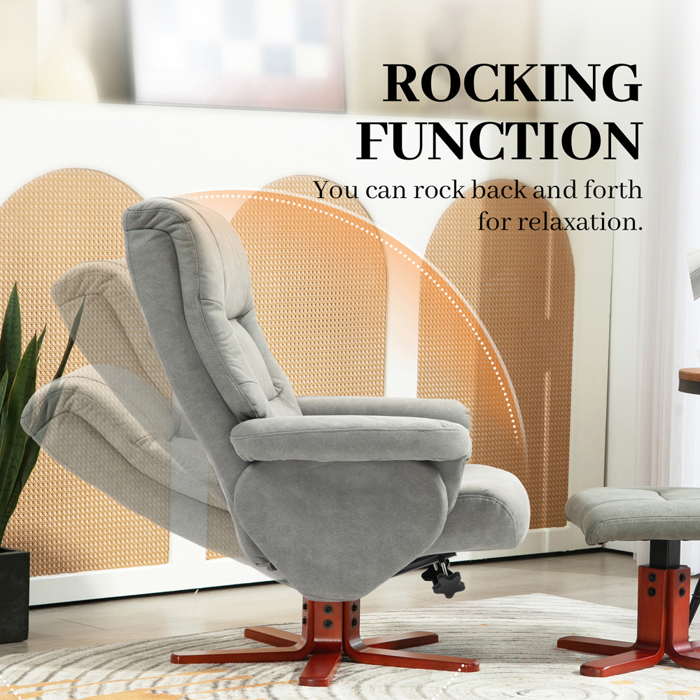 Portland Grey Recliner Armchair with Footstool Image 6