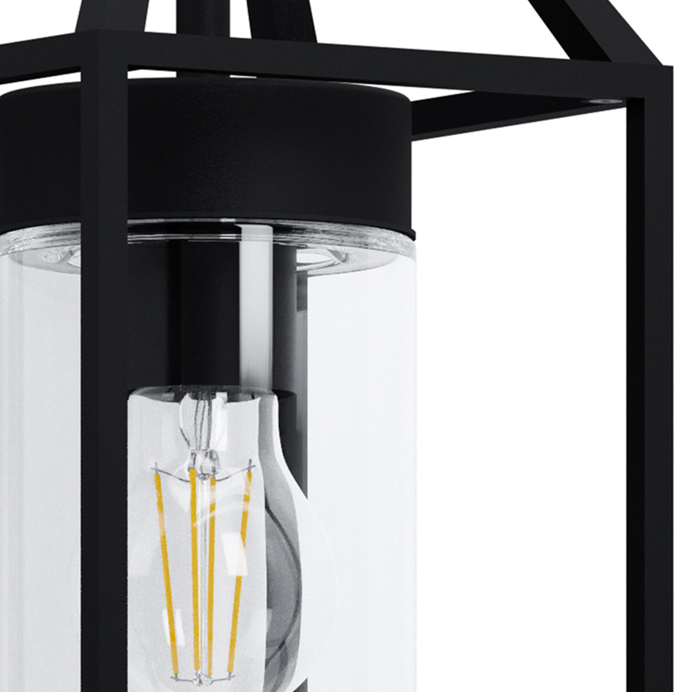 EGLO Trecate Metal Black Modern Lantern Style Clear Outdoor Wall Light Image 3