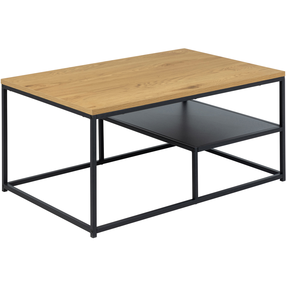 Florence Gila Single Shelf Oak and Black Coffee Table Image 4