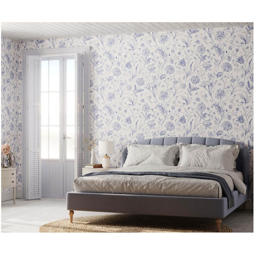 Bobbi Beck Eco Luxury Detailed Floral Navy Wallpaper Image 2